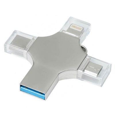 Флешка XENON 4в1 Серебристая 4444.06.64ГБ3.0-0