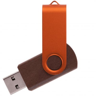 Флешка TWIST WOOD COLOR Темное дерево с оранжевым 4014.32.05.4ГБ-0