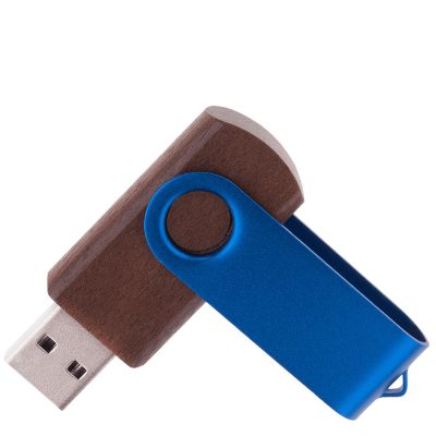 Флешка TWIST WOOD COLOR Темное дерево с синим 4014.32.01.16ГБ3.0-1