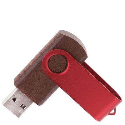 Флешка TWIST WOOD COLOR Темное дерево с красным 4014.32.03.16ГБ-1