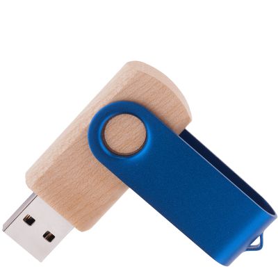 Флешка TWIST WOOD COLOR Светлое дерево с синим 4014.31.01.32ГБ-1