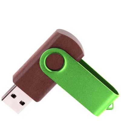 Флешка TWIST WOOD COLOR Темное дерево с салатовым 4014.32.15.16ГБ3.0-1