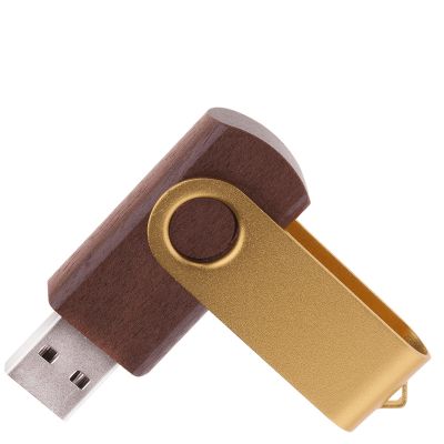 Флешка TWIST WOOD COLOR Темное дерево с золотистым 4014.32.17.32ГБ3.0-1