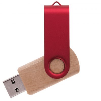 Флешка TWIST WOOD COLOR Светлое дерево с красным 4014.31.03.64ГБ-0