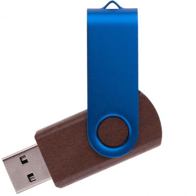 Флешка TWIST WOOD COLOR Темное дерево с синим 4014.32.01.16ГБ3.0-0