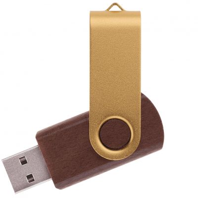 Флешка TWIST WOOD COLOR Темное дерево с золотистым 4014.32.17.16ГБ3.0-0