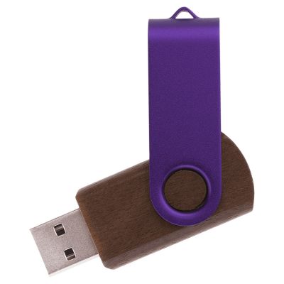 Флешка TWIST WOOD COLOR Темное дерево с фиолетовым 4014.32.11.64ГБ-0