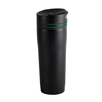 Термокружка вакуумная STRIPE, 380 мл, черный, зеленый-1