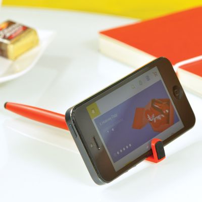 Ручка шариковая N3 со стилусом и подставкой для смартфона, синий-3