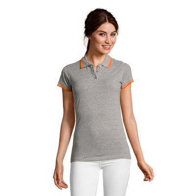 Поло женское PASADENA WOMEN 200, серый, оранжевый-3