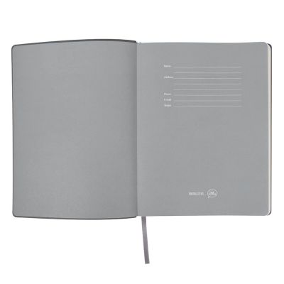 Бизнес-блокнот BIGGY, B5 формат, серый, серый форзац, мягкая обложка, в клетку-3