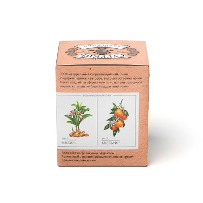 Черный чай с имбирем и апельсином в индивидуальном саше конверте, 15 пакетиков, оранжевый-1