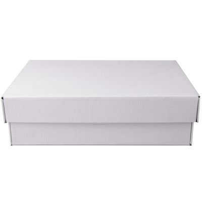 Коробка подарочная с лентой белой атласной, белый/бурый, коричневый-2