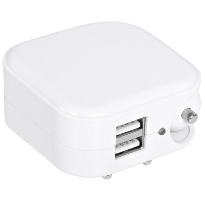 Адаптер с двумя USB-портами для зарядки от сети и от прикуривателя 'Socket', белый-1