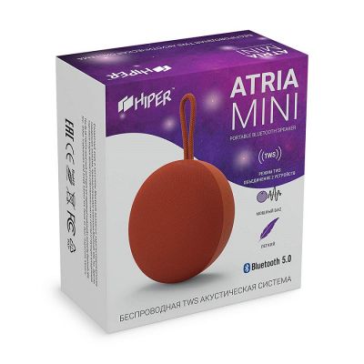 Колонка беспроводная ATRIA MINI TWS, цвет оранжевый-2