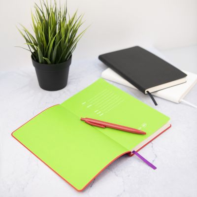 Бизнес-блокнот 'Funky', 130*210 мм,  красный, зеленый форзац, мягкая обложка, блок-линейка-8