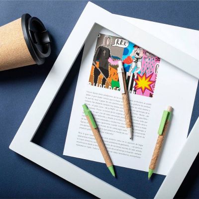 PEVEX, ручка шариковая, пробка, пластик с пшеничной соломой, натуральный-3