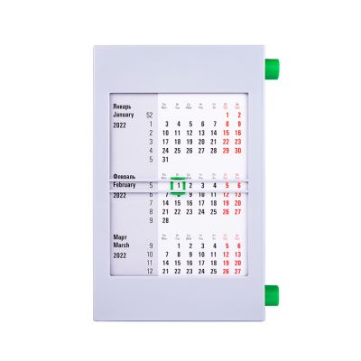 Календарь настольный, календарная сетка на 2023 - 2024 г., зеленый, серый-0