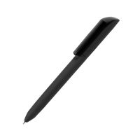 Ручка шариковая FLOW PURE c покрытием soft touch и прозрачным клипом, чёрный