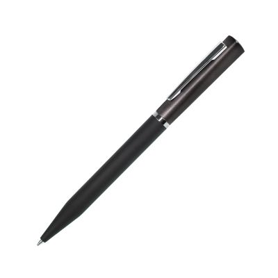 Ручка шариковая M1, пластик, металл, покрытие soft touch, серый, черный-0