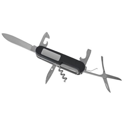 Нож многофункциональный 'УРОВЕНЬ'  (11 функций),  фонарь (2 LED)  в подарочной упаковке, черный-0