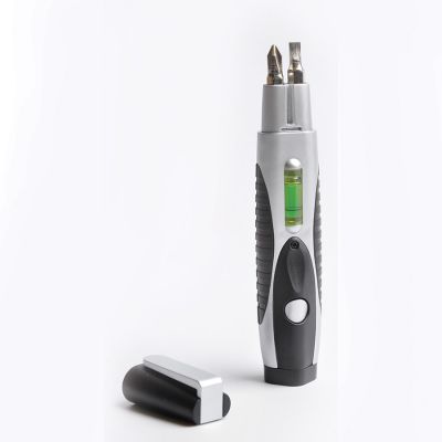 Набор инструментов с подсветкой: уровень и  две отвертки, черный, серебристый-1