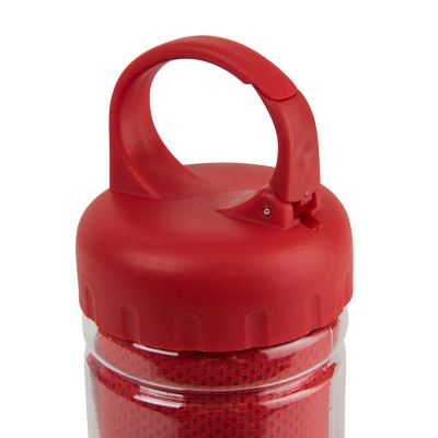 Спортивное полотенце в пластиковом боксе с карабином 'ACTIVE', микрофибра, пластик, 30*88 см. красн, ярко-красный-1