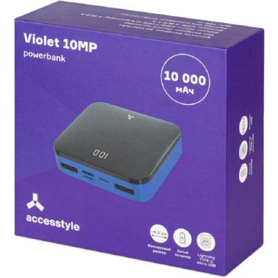 Внешний аккумулятор ACCESSTYLE VIOLET 10MP , 10000 мАч, сине-черный, синий, черный-3