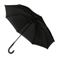 Зонт-трость OXFORD с ручкой из искусственной кожи,полуавтомат, черный