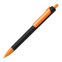 Ручка шариковая FORTE SOFT BLACK, покрытие soft touch, черный, оранжевый