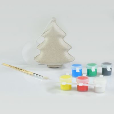 Набор для раскраски 'ЕЛКА', маска, кисть, краски 6 шт., некрашеный картон-0