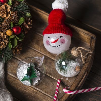 Шар новогодний SNOWMAN, ярко-красный-4