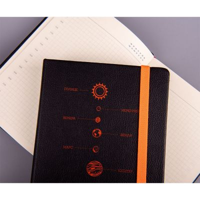 Ежедневник недатированный Ray, формат А5, в клетку, черный, оранжевый-8