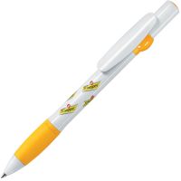 ALLEGRA, ручка шариковая, желтый/белый, пластик, белый, желтый