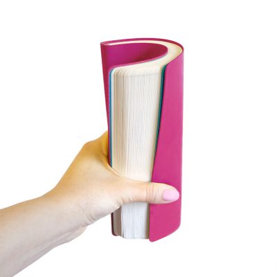 Бизнес-блокнот 'Funky' с цветным  форзацем, заказная программа, розовый, голубой-4