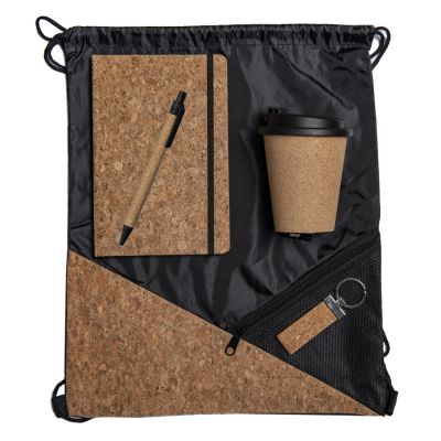 Набор подарочный NATURE: стакан, блокнот, ручка, брелок, рюкзак, пробка, черный-1