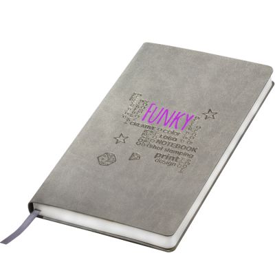 Бизнес-блокнот FUNKY А5, с цветным  форзацем, мягкая обложка,  в линейку, серый, зеленый-5