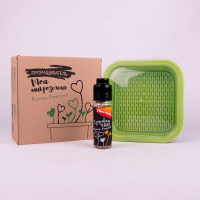 Набор для проращивания микрозелени: проращиватель, семена микс, зеленый-0