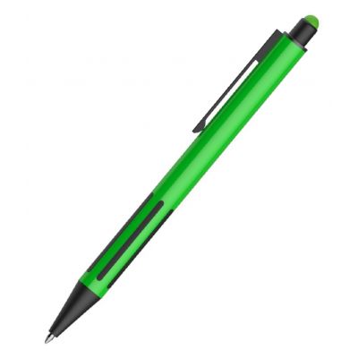 Ручка шариковая со стилусом IMPRESS TOUCH, прорезиненный грип, зеленый-0