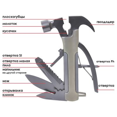 Мультиинструмент  'Hummer' в чехле, 13  функций, черный-3