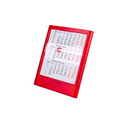 Календарь настольный на 2 года ; прозрачно-красный; 12,5х16 см; пластик; тампопечать, шелкография-1