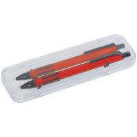 FUTURE, набор ручка и карандаш в прозрачном футляре, красный