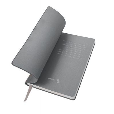 Бизнес-блокнот BIGGY, B5 формат, серый, серый форзац, мягкая обложка, в клетку-2