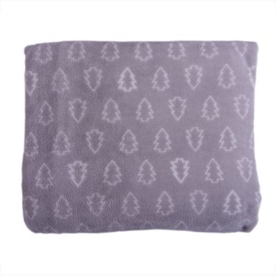 Плед новогодний 'Ёлка' в подарочном мешке; серый; 130х150 см; фланель 280 гр/м2, серый, белый-1