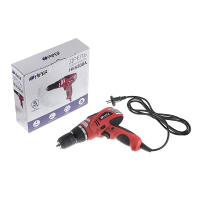 Шуруповерт сетевой HIPER HES300A, в коробке, 300Вт, 30Нм, красный-4