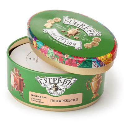 Чай Сугревъ в жестянной банке По-карельски  с натуральными малиновыми леденцами, зеленый-2