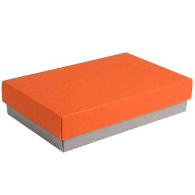 Коробка подарочная CRAFT BOX размер 17,5 x 11,5 x 4 см, серый, оранжевый-0