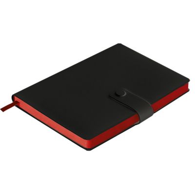 Ежедневник недатированный Stellar, А5, черный, кремовый блок  в линейку, с красным обрезом, черный, красный-0