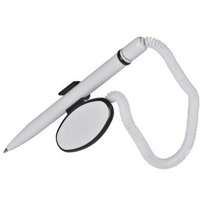 FOX SAFETOUCH, ручка шариковая с держателем, черный/белый, антибактериальный пластик, белый, черный-0