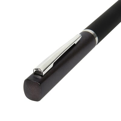 Ручка шариковая M1, пластик, металл, покрытие soft touch, серый, черный-1